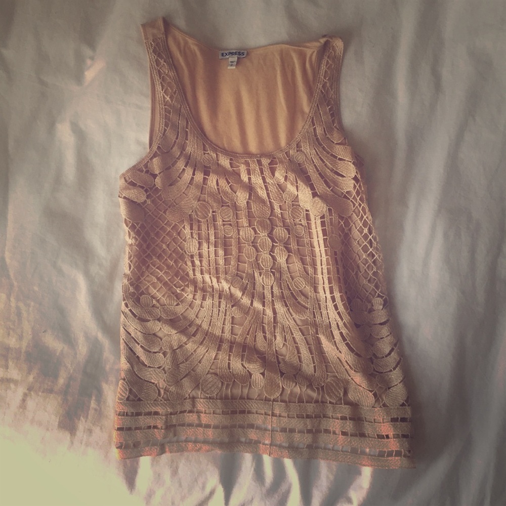 Rose gold lace tank top